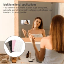 2个装硅胶双面吸盘手机支架，防滑免提硅胶吸盘手机支架，防水吸盘支架，适用于浴室，适合手机自拍和视频录制，防滑手机背贴，黑色/白色/粉色 - 彩色 - 查看 5