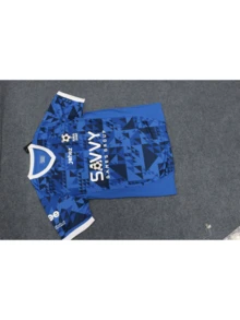 Áo thun thể thao tay ngắn in hình chữ và họa tiết hình học, in logo tùy chỉnh, thích hợp cho mùa hè. - Màu xanh lam - Xem 3