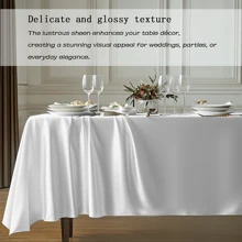 1Pc Rectangular/Round Elegant Satin Tablecloth Luxury Glossy Polyester Table Cover For Wedding, Party, Banquet Table Cover For Elegant Decor For Formal Dining Extra-Long Rectangular Table Cover Shiny Bridal Banquet Tablecloth For Reception & Party Machine Washable