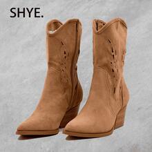 Faux Suede Cowboy Boot Cowboy Holiday - Lạc đà - Xem 2