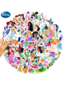Disney 50张公主官方授权防水乙烯基贴纸，包括贝儿、茉莉、蒂安娜，卡通风格，适用于水瓶、笔记本电脑、保险杠、电脑、手机、头盔、汽车等，也可作为礼物或贴纸使用。 - 彩色 - 查看 14