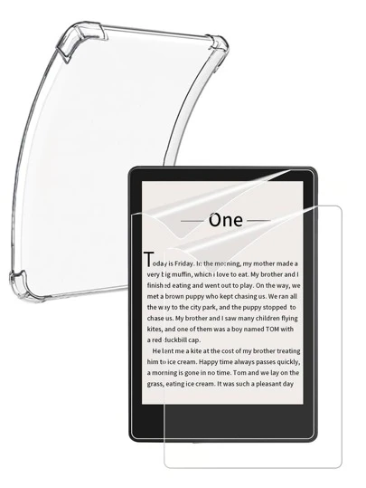 [3 In 1] 1pc Transparent Protective Case And 2pcs Screen Protector Compatible With 6.8" Kindle Paperwhite (11th Gen, 2021) / 6" Kindle (11th Gen, 2022) /Kindle (11th Generation-2024 Release)(6 Inch)/ 7" Paperwhite (2024), Colorsoft Signature Edition/Kindle 10th Gen 2018/Kindle 10th Gen 2019, Full Coverage Clear Case Anti Fall, Silicon Soft Shell / Anti-Glare Matte Soft PET Film, Eye Protection Shield For Reading Anti-Scratch