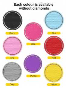 4/2/1pc Car Cup Coaster, Bling Cup Holder Insert Coasters,Universal Auto Non-Slip Cup Holder Embedded In Ornaments Silicone Coaster, Car Interior Accessories Mat,8cm/3.1 Inch Soft Crystal Rhinestone Rubber Pad Set Round Auto Drink Coaster Car Interior Accessories