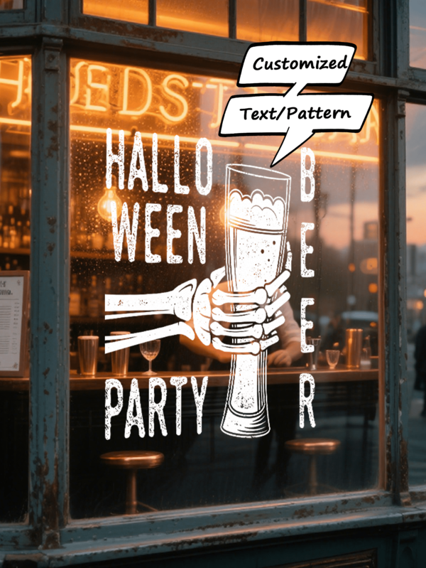 Customized Halloween Glass Stickers - Removable Waterproof PVC Window Decoration Stickers - For Shopping Malls/Candy Stores/School Events/Restaurants/Shop Display Windows - Funny Holiday Atmosphere Decoration