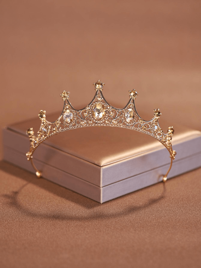 1 pieza Accesorio para el cabello de corona de aleación elegante y de moda adecuado para mujeres en bodas y fiestas (se recomienda usar un clip en forma de U para un soporte adicional), Corona de Tiara