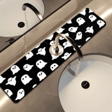 1pc Home Decor, Skull, Ghost, Pumpkin Pattern Printed Faucet Mat, Halloween Gift, Halloween, Halloween Decor, Durable Polyester, Quick Dry, Easy To Clean, Suitable For Kitchen And Bathroom, Easy To Install, Daily Decor, Gift, Bathroom Mat, Durable Faucet Mat, Faucet Accessory - Multicolor - View 27