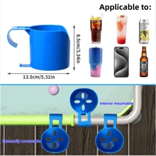 2pcs Pool Side Cup Holders, Fit For Ground Pools, Compatible With 2 Inch Or Thinner Round Top Poles, Sturdy And Durable, Easy To Use Clip-On Spill-Proof Cup Holders, Pool Side Snack And Beverage Organizer