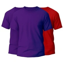 KIT 3 Basic Plain Men's T-Shirts 100% Cotton 30.1 - 紫色+紫色+紅色 - 查看 1