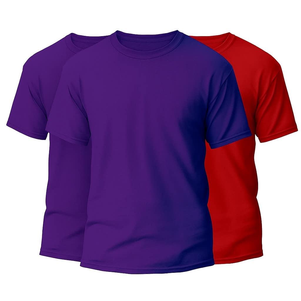 KIT 3 Basic Plain Men's T-Shirts 100% Cotton 30.1 - 紫色+紫色+紅色 - 查看 1