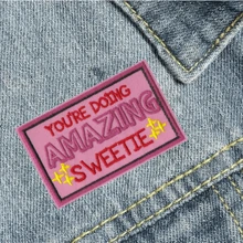 你做得太棒了，宝贝！嬉皮朋克摇滚卡通冒险趣味酷炫缝制贴片刺绣DIY服装配饰贴花贴片，适用于夹克、鞋子、包包