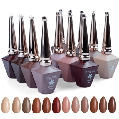 KIT 12 Esmaltes em Gel 18ml Lirio Tons Terrosos e Nude Marrom Classic Color Show