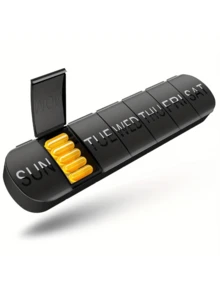 1pc Large Compact 7 Day Weekly Pill Organizer, Portable Travel Friendly Quick Fill Medicine Case Box With Large Compartment For Vitamins, Fish Oil, White, Black - Multicolor - View 5