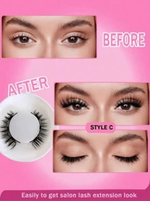 1 pereche de gene false magnetice, kit cu pensetă aplicatoare profesionale, reutilizabile, fără lipici, gene false Manga Lash, naturale, lungi și pufoase, Faux Mnk, păr moale, ochi ușori, instrument de machiaj pentru petreceri de călătorie înfrumusețate