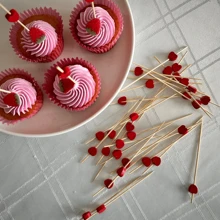 10/50/100 piezas Pinchos de cóctel profesionales de bambú, pinchos de cóctel con corazón rojo, suministros para fiestas de cóctel para el Día de San Valentín, decoraciones de fiesta, suministros de fiesta, decoraciones navideñas, boda, decoración de mesa para el Día de la Madre