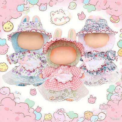 3 Color Options, 1 Set Of 17cm LBB Doll Clothes, Doll Dress 3 Pieces Set Including Lace Trim, Fashion Doll Outfit, Diverse Styles With Bow, Floral, And Plaid Patterns, Suitable As Birthday Or Holiday Gift For Little Girls