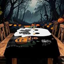 1/20 piezas Mantel de Halloween, Calabaza naranja espeluznante, Mantel con patrón de fantasma blanco, Excelente para uso en interiores/exteriores, Reuniones familiares, Cocina y comedor, Decoraciones de Halloween, Decoración del hogar