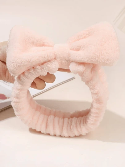 女士发带吸汗发箍 1 件装法兰绒蝴蝶结发带，宽版纯色发带，发饰，适合美容和休闲场合，秋季配饰，秋冬季度假装扮，女士优雅围巾，女士头巾，柔软头巾