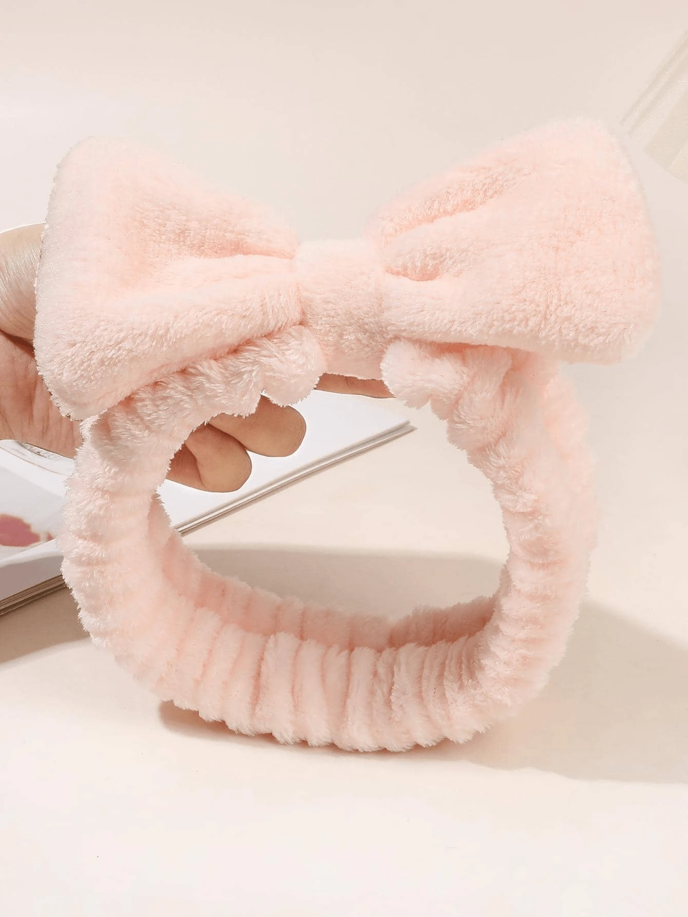 Hair Wrap Women Sweatband 1pc Flannel Bow Headband For Women, Wide Solid Color Hairband Hair Accessories Beauty & Casual Occasions For Hair Bands Autumn Accessories Fall Winter For Vacation Outfits Woman Elegant Scarf Women Bandana Soft Headwrap - Dusty Pink - View 1