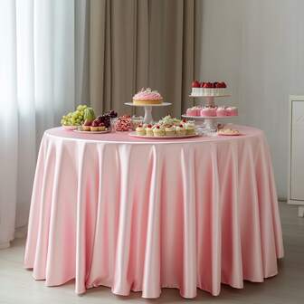 多色和尺寸婚礼缎面桌布闪亮新娘宴会桌布适用于接待和派对装饰矩形/圆形纯色光泽桌布适用于正式用餐