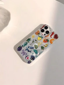 Funda para phone (1 unidad) con diseño moderno y único de corazones, granadas, estrellas y flores. Resistente al agua, a las huellas dactilares y a los arañazos. Transparente, suave y brillante. - Multicolor 6 - Ver 2