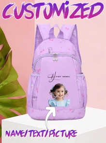 Customizable Shoulder Strap, Customizable Name, Customizable Text, Customizable Photo, DIY, Solid Color, Minimalist, Large Capacity, Lightweight, Comfortable Strap, Zipper Closure, Suitable For School, Work, Students, College Students, High School Students - Purple - View 12