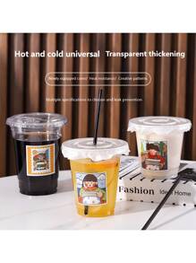 10pcs 20Pcs 50pcs/Set 360/400/420/500/520ml Plastic Drinking Cups With Lids Disposable Cups For DIY Iced Coffee Smoothie Cold Drinks Thick Direct Drinking Cup Milkshake Hot Coco Birthday Party Supplies With Random Kawaii Sticks