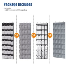 28-Compartment Over-The-Door Shoe Organizer - Black And WhiteHome Decor, Party Storage, Christmas Storage, New Year Storage - 28 Grids Black + White 53*174cm - View 7