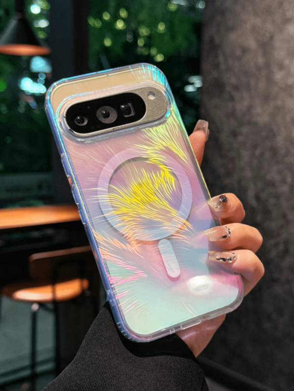 Suitable For Google Pixel 10pro XL Series Magnetic Phone Case 9Pro/Pro XL Laser Color Feather Patterned Protective Cases