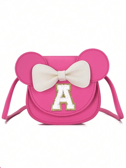 Toddler Purse Gifts For Girls,Personalized Initial Letter Bag Novelty Wallets Mouse Ears Bow Purse Little Girl Purse Kids Wallet Crossbody Bag Birthday Gift For 2 3 4 5 6 7 Year Old Girl
