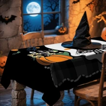 1/20 piezas Mantel de Halloween, Calabaza naranja espeluznante, Mantel con patrón de fantasma blanco, Excelente para uso en interiores/exteriores, Reuniones familiares, Cocina y comedor, Decoraciones de Halloween, Decoración del hogar