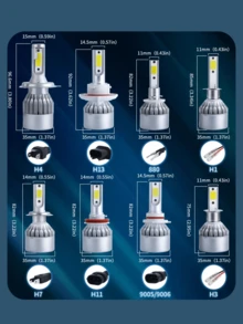 Pair Of C6 Super Led Lamps 6000K H1 H3 H4 H7 H11 H13 H16 H27 HB3 HB4 12V To 24V - 9007 - 查看 5