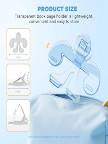 1 个蓝色透明备忘录夹，固定阅读书夹，防翻页文件夹，适用于学校用品，返校