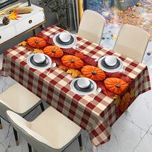 1/20件裝 南瓜、秋葉、幾何圖案秋季桌布－鮮豔秋季裝飾，適合感恩節與季節性居家裝飾，梭織聚酯纖維長方形桌布，適用於廚房用餐、野餐與節日裝飾 - 彩色 - 查看 6