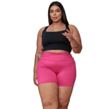 Kit 4 Shorts Women's 3D Plus Size Suplex Leg Gym Butt Lift Black/Purple/Pink/Blue