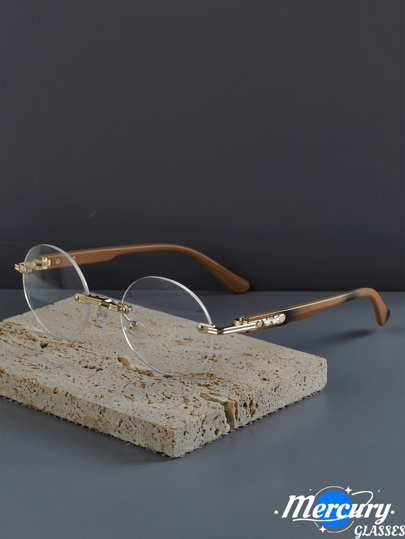 1 Pair Retro Wooden Pattern High-End Stylish Non-Prescription Glasses, Unisex Casual Commuter Decorative Eyewear