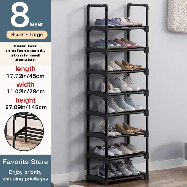 8 Tier Shoe Rack, Floor Standing Shoe Rack, Simple To Assemble Shoe Storage Organizer, Stackable Space Saving Shoe Organizer, Large Capacity Organizer For Multiple Pairs Of Shoes, Living Room Dorm Room Rental Housing