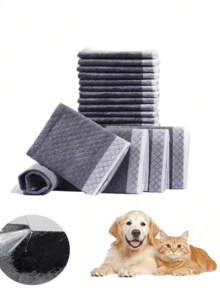 100片装宠物加厚竹炭尿垫，床垫，加厚尿布狗狗用品厕所。狗狗尿垫为一次性使用，适用于训练宠物在固定时间和地点上厕所，保持家居卫生无异味，是送给快乐幼犬幼猫的最佳生日礼物，宠物用品，宠物尿垫 - 彩色 - 查看 10
