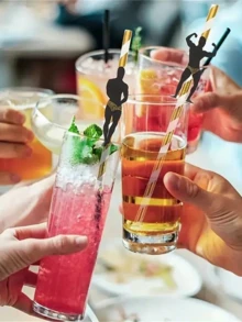 6 Pajitas traviesas de despedida de soltera, pajitas con poste de estríper, pajitas de papel para fiesta de despedida de soltera - Pajitas divertidas para beber en despedidas de soltera, noches de chicas, adultos, con confeti de hombres bailarines, gruesas para decoración de duchas nupciales, cumpleaños, Halloween y suministros para fiestas navideñas