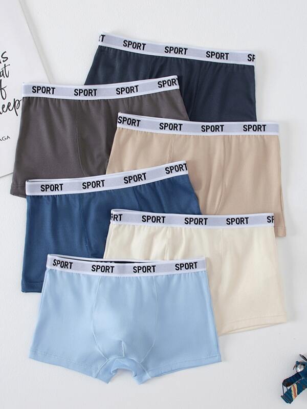 6pcs Boys' Simple Solid Color Breathable Briefs, Lightweight, Suitable For 4-7 Years Old Boys, All Seasons