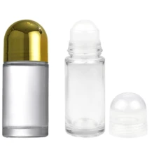 1pc 50ml Glass Essential Oil Roller Bottle, Empty Roller Bottle With Plastic Roller Ball Leak-Proof Cap For Essential Oils, Perfumes, Cosmetics, Refillable