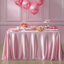 Multicolor & Size Wedding Satin Tablecloth Shiny Bridal Banquet Table Cover For Reception & Party Decor Rectangular/Round Solid Color Glossy Tablecloth For Formal Dining