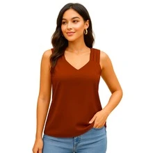 Women's Tank Top With Wide Straps In Duna Fabric - 亮橙色 - 查看 1