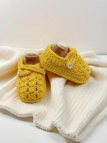 Handmade Knitted Infant Leg Warmers, Indoor Prewalker Shoes - Yellow - View 6