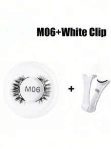 1 pereche de gene false magnetice, kit cu pensetă aplicatoare profesionale, reutilizabile, fără lipici, gene false Manga Lash, naturale, lungi și pufoase, Faux Mnk, păr moale, ochi ușori, instrument de machiaj pentru petreceri de călătorie înfrumusețate