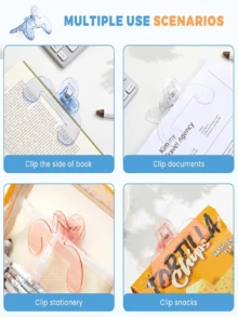 1 个蓝色透明备忘录夹，固定阅读书夹，防翻页文件夹，适用于学校用品，返校