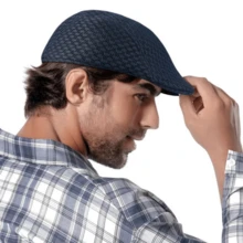 Men's Italian Beret Breathable Mesh Fabric Summer Newsboy Celebrity Style - 灰色 - 查看 9