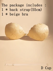 ideaCCSZ 1件/2件装蕾丝隐形文胸，白色粘性聚拢文胸，硅胶乳贴，前扣自粘设计，后背带，可重复使用，适合婚礼和无肩带晚礼服