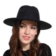 Women's Men's Retro Black Hard Brim Fedora Hat - Grey - View 5