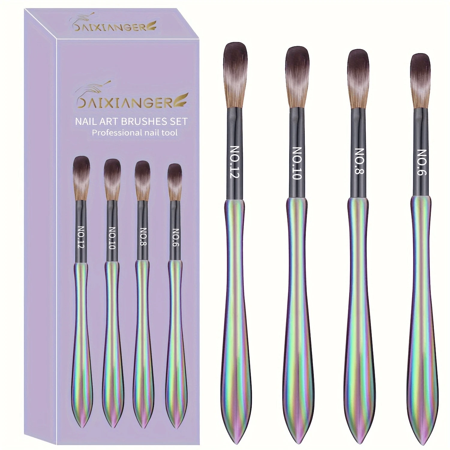 4PCS Acrylic Nail Brush Set - Professional Acrylic Nail Brushes For Acrylic Application, Laser Crystal Acrylic Brushes For Nails Extension & 3D Nail Carving Size - Màu xanh Ô liu - Xem 1