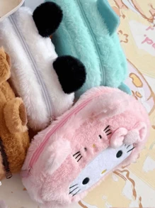 Sanrio 1 pezzo Astuccio per matite di Hello Kitty, design carino, borsa con cerniera in poliestere morbido per scuola e ufficio, organizer per cancelleria, borsa per articoli da toeletta, borsa per il trucco